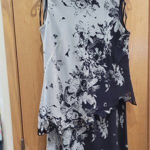 Vintage Adrianna Papell Matching Black & Taupe Silk Top & Skirt Size 8 EUC